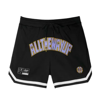 Баскетбольные американские шорты UZIS, мужские летние трикотажные сетчатые спортивные штаны в стиле ретро длиной до колен