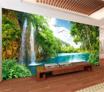 бейбехан Пользовательские 3D стерео обои красивая картина горный пейзаж водопад пейзаж Цзяннань ТВ фон обои