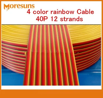Бесплатная доставка EMS/DHL 50 м/лот 4 цвета радужный кабель 40 P 12 нитей медной проволоки, наружный диаметр 1,4 мм чистый соединительный провод