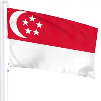 Бесплатная доставка флаг Сингапура 90x150 см Lion City SG SGP Флаг Республики Сингапур Высококачественные Полиэфирные Ткани баннер для деко