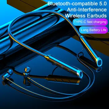 Беспроводные наушники-вкладыши, крепление для наушников на шею Type-C, быстрая зарядка, звуковой эффект 9D, Bluetooth-совместимая игровая гарнитура 5.0 высокой мощности.