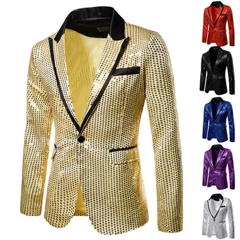 Брендовая мужская одежда 2023 года, новый мужской пиджак-блейзер с пайетками, модельное пальто с еврокодом, повседневный топ, красивые мужские деловые куртки