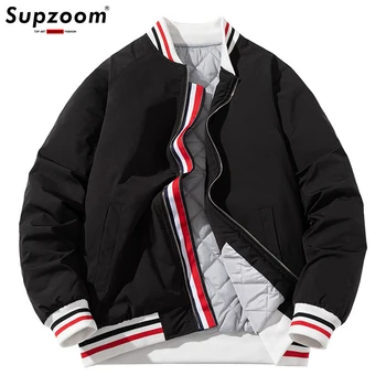 Брендовая одежда Supzoom С логотипом, модное мужское пальто, повседневный бейсбольный костюм, зимняя одежда, уличная хлопковая куртка-бомбер