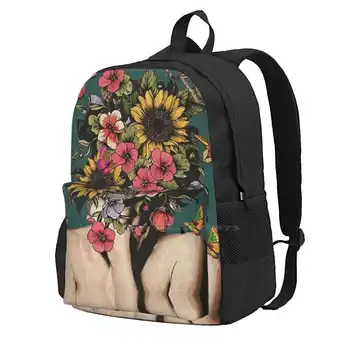 Будьте добры к своему разуму, школьная сумка, рюкзак большой емкости, ноутбук, 15-дюймовый Винтажный цветок, потеряйте рассудок, найдите свою душу, любители музыки