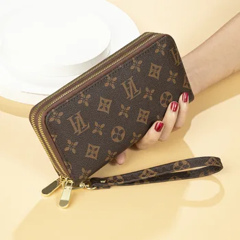 Бумажник женский длинный кошелек сумочка новая мода большой емкости двойные застежки-молнии для мобильного телефона сумки карты держатель клатч печать
