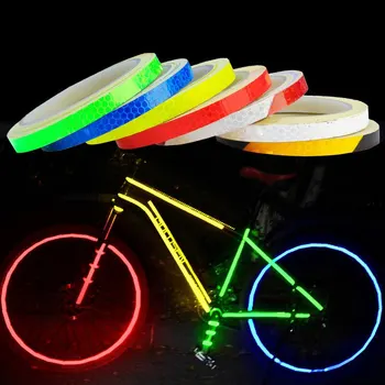 Велосипедные наклейки размером 1 см x 8 м, Светоотражающая лента, Флуоресцентные велосипедные ленты MTB, велосипедные ленты для велосипедного шлема, мотоцикла, скутера