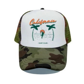 Весенне-летняя кепка Sun Snapback для каникул, Калифорнийский морской пляж, клуб серфинга, шляпы дальнобойщиков, мужская и женская бейсболка Wave Palm Tree YY504