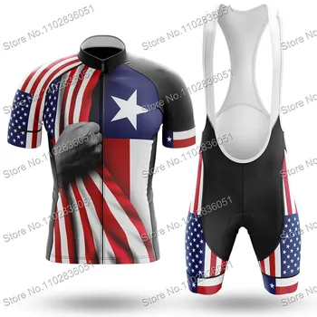 Винтажная велосипедная майка 2023 года, комплект с флагом США, летняя велосипедная одежда, мужские комплекты, рубашка для шоссейного велосипеда, костюм, велосипедные нагрудники, шорты