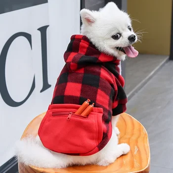 Винтажная клетчатая теплая флисовая одежда для домашних собак, осенне-зимняя утепленная жилетка, теплый костюм для маленьких средних собак