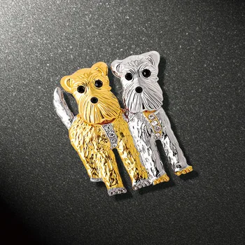 Винтажные милые броши с двумя щенками Текстура сплава Металла Высококачественные булавки для брошей в виде животных Универсальные застежки для одежды