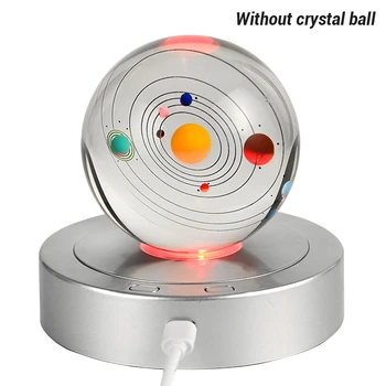 Вращающаяся Многорежимная светодиодная подставка для праздничного дисплея Подарочная Круглая художественная работа Стеклянный кристалл USB Многофункциональная сферическая