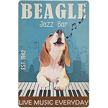 Вывески Beagle Dog Jazz Bar Жестяной Металлический Подвесной реквизит для домашнего настенного художественного декора 8x12 дюймов