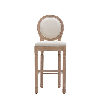 Высокий деревянный табурет из 2 частей, обеденные стулья с мягкой обивкой, бежевые и натуральные