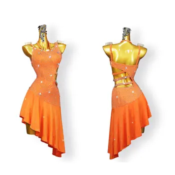 Высококачественное платье для латиноамериканских танцев на заказ, костюм для выступлений, профессиональная юбка с разрезом и кисточками, джинсовая танцевальная юбка Hemba Cha