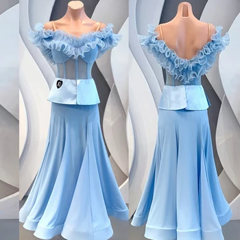 Высококачественное платье для соревнований по бальным танцам на заказ, кружевное платье для латиноамериканских танцев, женское платье для танцев на сцене SL8106