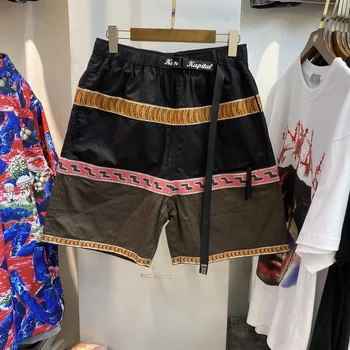 Высококачественные винтажные мужские шорты KAPITAL 1:1, женские брюки KAPITAL, повседневные шорты с рисунком тигра в стиле пэчворк, сетчатые бриджи