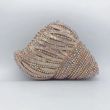 Высококачественный Золотой металл AB Rhinestone Diamond Crystal Clutch Элегантные женские мини-клатчи Minaudiere с драгоценными камнями