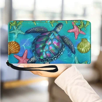 Высококачественный кошелек Женская морская черепаха, роскошный дизайнерский длинный кошелек на молнии, новый модный универсальный клатч, держатель для карт, подарок