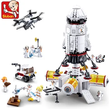 Высокотехнологичная космическая ракетная станция, космический корабль, шаттл, завод, автомобиль, модель астронавта, строительные блоки, развивающие игрушки для детей