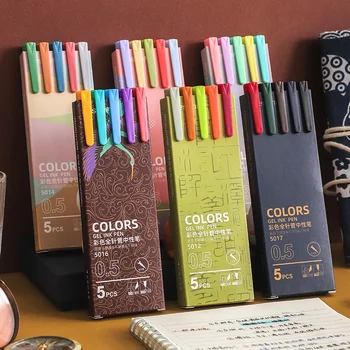 гелевые ручки Morandi 5шт, разноцветные канцелярские принадлежности для студентов, школьные принадлежности