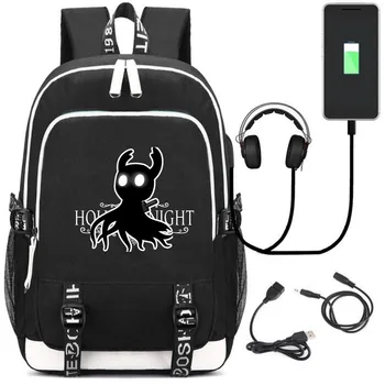 Горячая игра hollow knight Для подростков, ноутбук с USB-зарядкой, большой рюкзак, холщовые школьные сумки, дорожные сумки Mochila, сумка через плечо