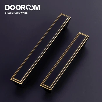 Дверные ручки для мебели Dooroom из латуни, дверцы шкафа, комода, дверцы шкафа в европейском, американском, современном китайском стиле, черные ручки