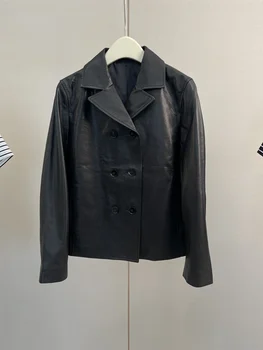 Двубортная кожаная куртка повседневная мода 2023, летняя новинка, горячая распродажа 0314