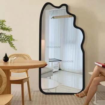 Декоративное зеркало из скандинавского серебра для домашнего декора, настенное зеркало в спальне, Высококлассные зеркала неправильной формы в гостиной в полный рост