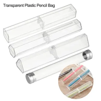 Деловые дела Полигональный Прозрачный пластиковый футляр для хранения ручек, коробка для ручек, школьные канцелярские принадлежности