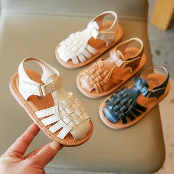 Детская обувь, сандалии, 2023 Летние пляжные сандалии для маленьких мальчиков, однотонные кроссовки для маленьких девочек, детская обувь сандали детские Прямая поставка