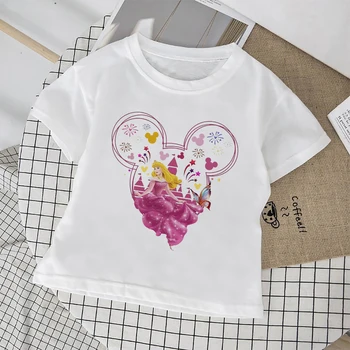 Детская футболка Disney с принтом Авроры, Лидер Продаж, Изысканная Графическая Модная Популярная Уличная Одежда в стиле Y2K для девочек от 3 до 12 лет, Детский Топ