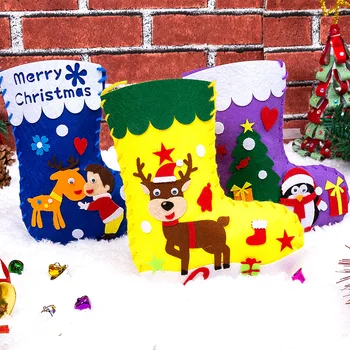Детские Рождественские носки своими руками, развивающие игрушки для детского сада, детские творческие поделки ручной работы, нетканые игрушки ручной работы, подарки