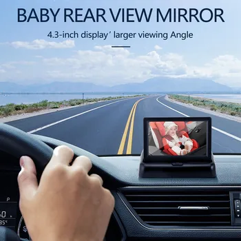 Детское Автомобильное Зеркало 4,3-Дюймовое HD-Зеркало Ночного Видения С Дисплеем Для Автомобильного Зеркала Безопасности, Контролируемое Камерой Заднего Вида