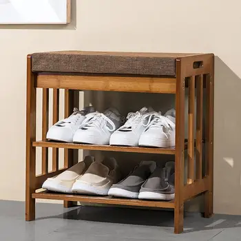 Дизайнерский Органайзер Подставка для обуви Маленькая Современная Скамейка для хранения вещей из скандинавского бамбука Простой вход Zapatero С сиденьем HX50XG