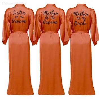 Длинный Оранжевый халат невесты, Сексуальное Женское кружевное кимоно, халат из вискозы, утреннее платье, пижамы для свадебной команды, Свободное Домашнее платье для сестры и жениха.