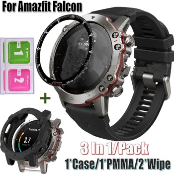 Для часов Huami Amazfit Falcon Замена Рамки Безеля TPU Оболочки PMMA Экрана Стеклянной Пленки для Браслета Amazfit Falcon Case