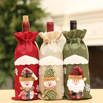 Домашние Рождественские украшения для дома Санта-Клаус, крышка для винной бутылки, чулок со снеговиком, подарочные держатели Navidad Decor Новый год