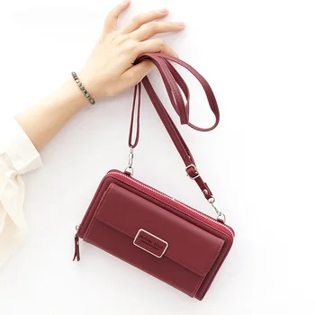 Женская сумка на молнии, большая вместительная сумка на цепочке, модная пряжка, мобильный кошелек