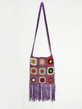 Женская этническая вышитая сумка через плечо с кисточками, женская сумочка через плечо в стиле бохо-хиппи