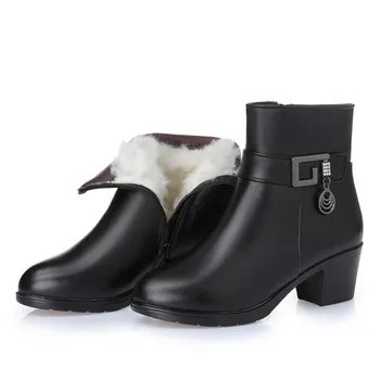 Женские ботинки из натуральной кожи Syflyno 2023, зимние женские зимние ботинки из натуральной кожи с толстой шерстяной подкладкой, женские зимние ботинки большого размера