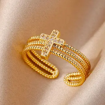 Женские кольца с цирконами, позолоченное регулируемое кольцо с кристаллами, Новый Роскошный Свадебный ювелирный подарок 2023 anillos