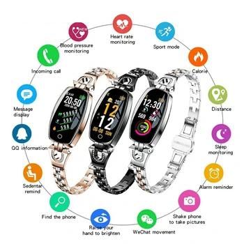 Женские смарт-часы 2023 для Android IOS, водонепроницаемый фитнес-браслет, женские умные часы, Монитор сердечного ритма во сне, Подарочные женские часы H8