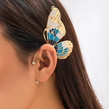 Женские ушные рукава с бабочками из сплава, преувеличенные вечерние серьги-шармы в стиле барокко, женские заколки для ушей со стразами, подарок-новинка