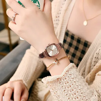 Женские часы Простые винтажные Женские наручные часы с циферблатом, Кожаный ремешок, наручные часы, Высококачественные Женские повседневные часы-браслет