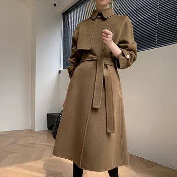 Женское шерстяное пальто 2022 Осень-зима, утолщенное шерстяное пальто, Модное кашемировое пальто средней длины