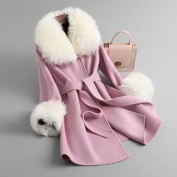 Женское элегантное пальто из натуральной шерсти, женский зимний кашемировый тренч, осенняя одежда, новинка 2021 года, верхняя одежда QN3679