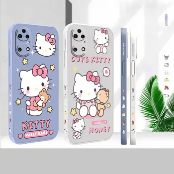 Жидкий Силикон Для Huawei P60 P50 P40 P30 P20 Mate 50 40 30 20X 20 10 Pro Plus Цветная Обложка Anime Cute Hello Kitty Case Funda