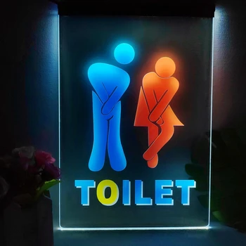 Забавный вход в туалет, Многоцветная светящаяся вывеска с эффектом неонового свечения, домашний декор, стена спальни