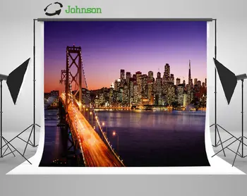 Закат, городской пейзаж Сан-Франциско, Бэй, Бридж, Ривер, полиэфирная или виниловая ткань, компьютерная печать на фоне стены