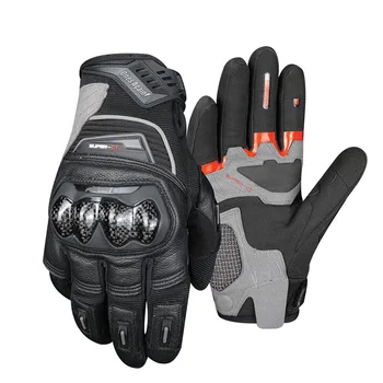 Зимние ветрозащитные мотоциклетные перчатки из углеродного волокна, защитные перчатки для езды на открытом воздухе, перчатки для мотокросса, квадроцикла, перчатки из натуральной кожи